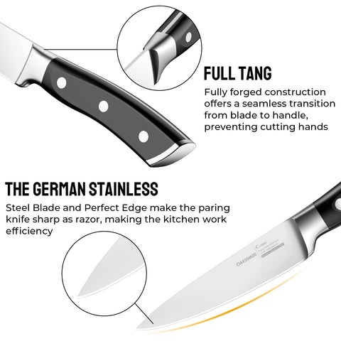 Cuchillo pelador OAKSWARE 4 pulgadas, mango ergonómico para un agarre cómodo.