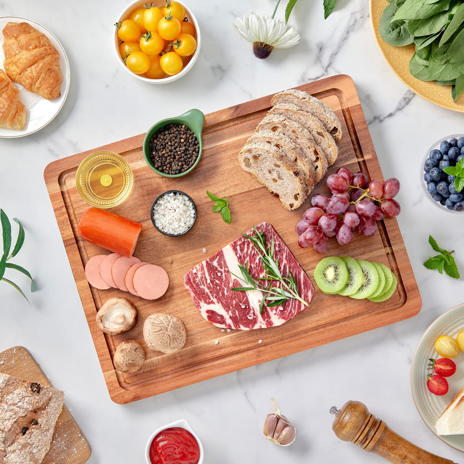 OAKSWARE tabla de cortar con canal de jugos para evitar derrames