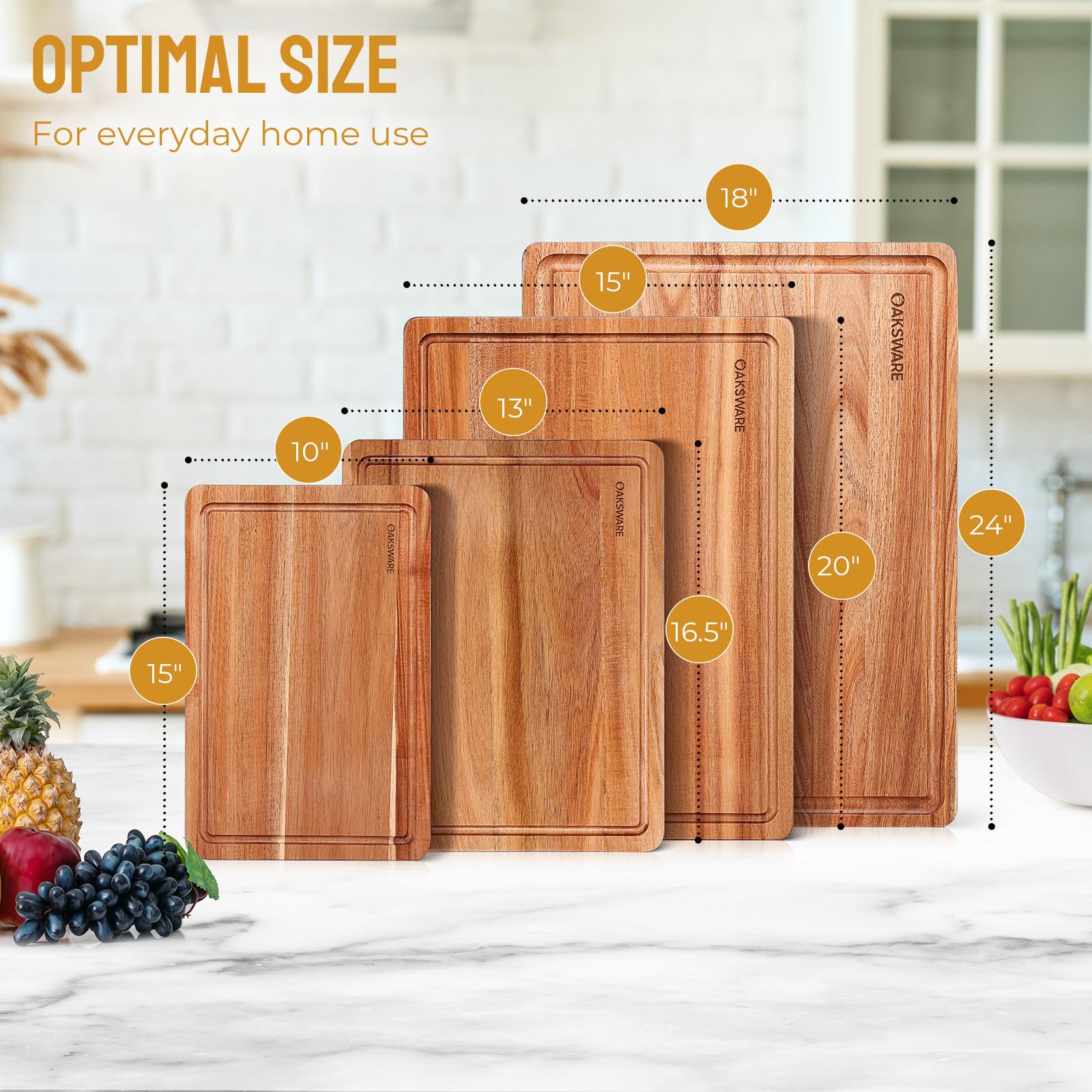 OAKSWARE tabla de cortar reversible para diferentes preparaciones