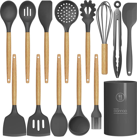 oannao utensilios silicona set cocina, conjunto para cocinar sin rayar sartenes antiadherentes
