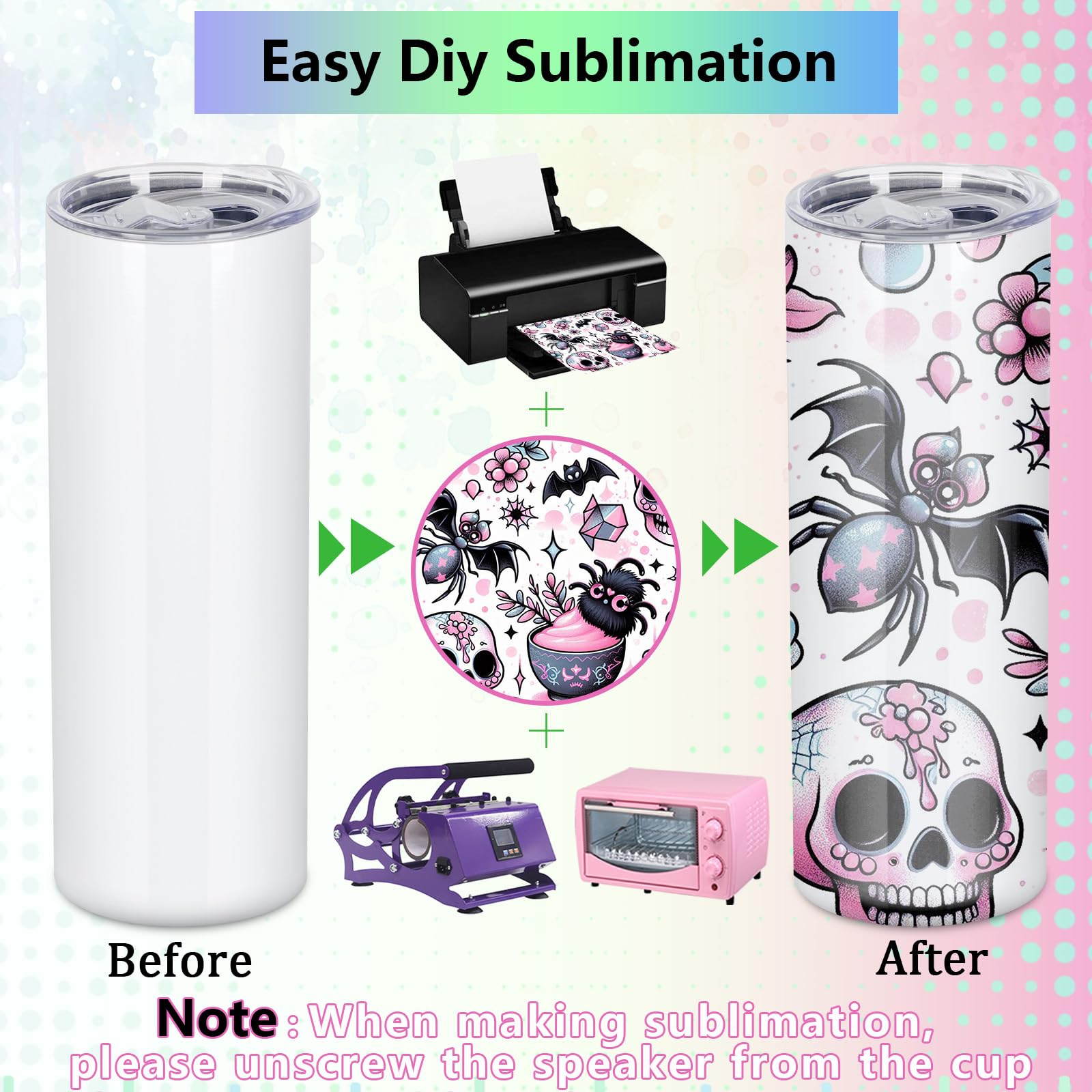 oaptuza tumbler con recubrimiento de sublimación para diseños vibrantes