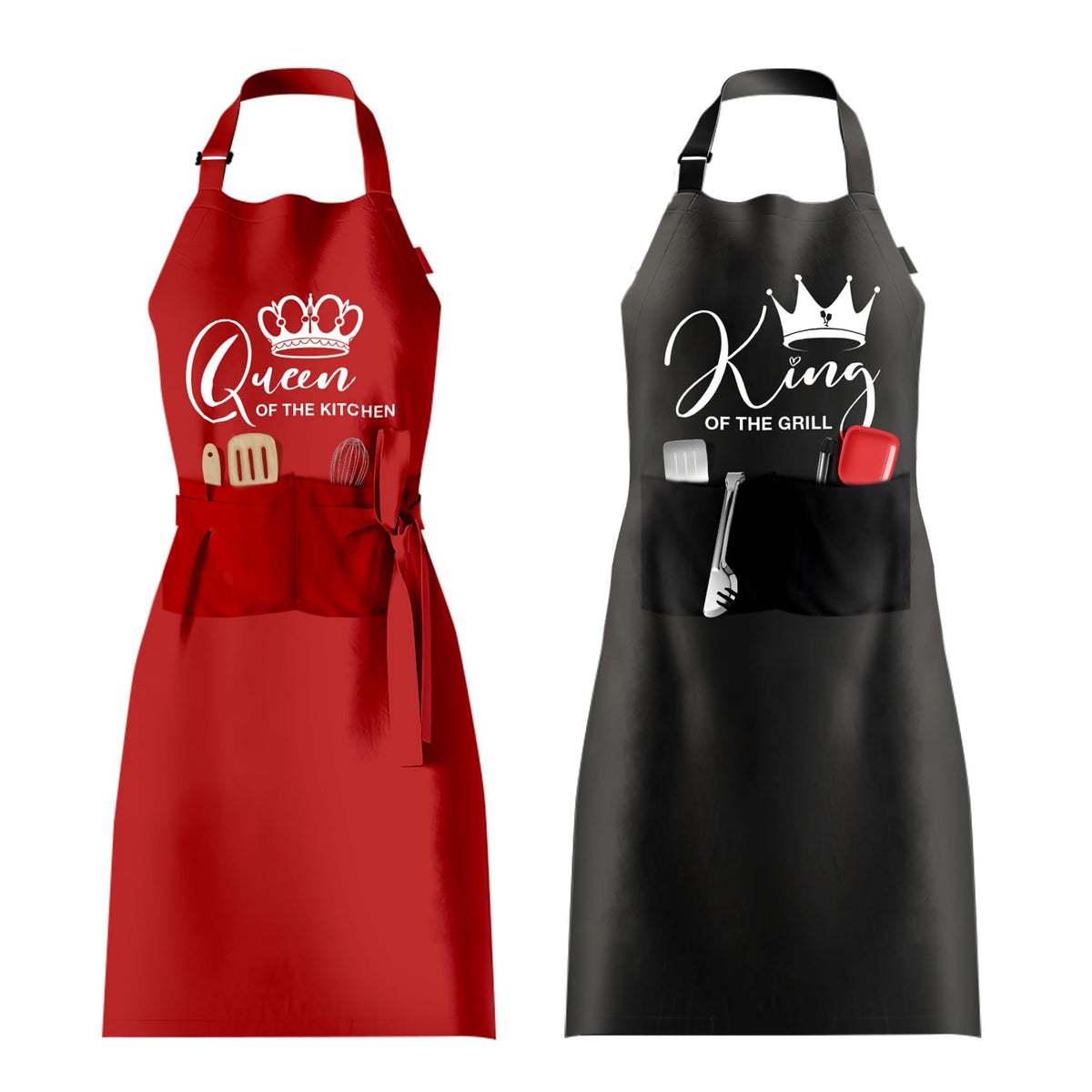 Delantal OARSE rey reina conjunto para parejas, ideal para cocinar con estilo.