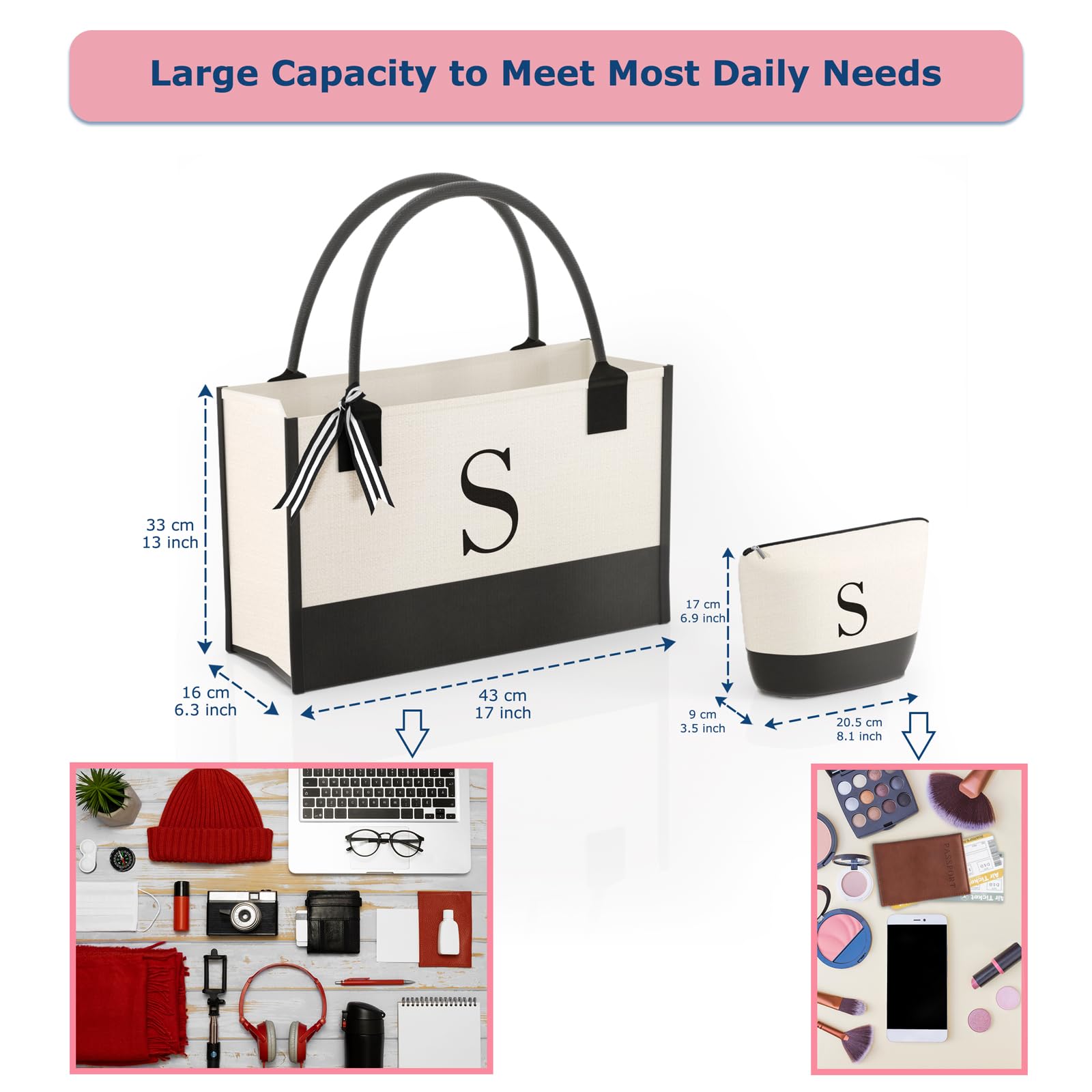 OATALY tote monogramado interior con bolsillos para organización diaria