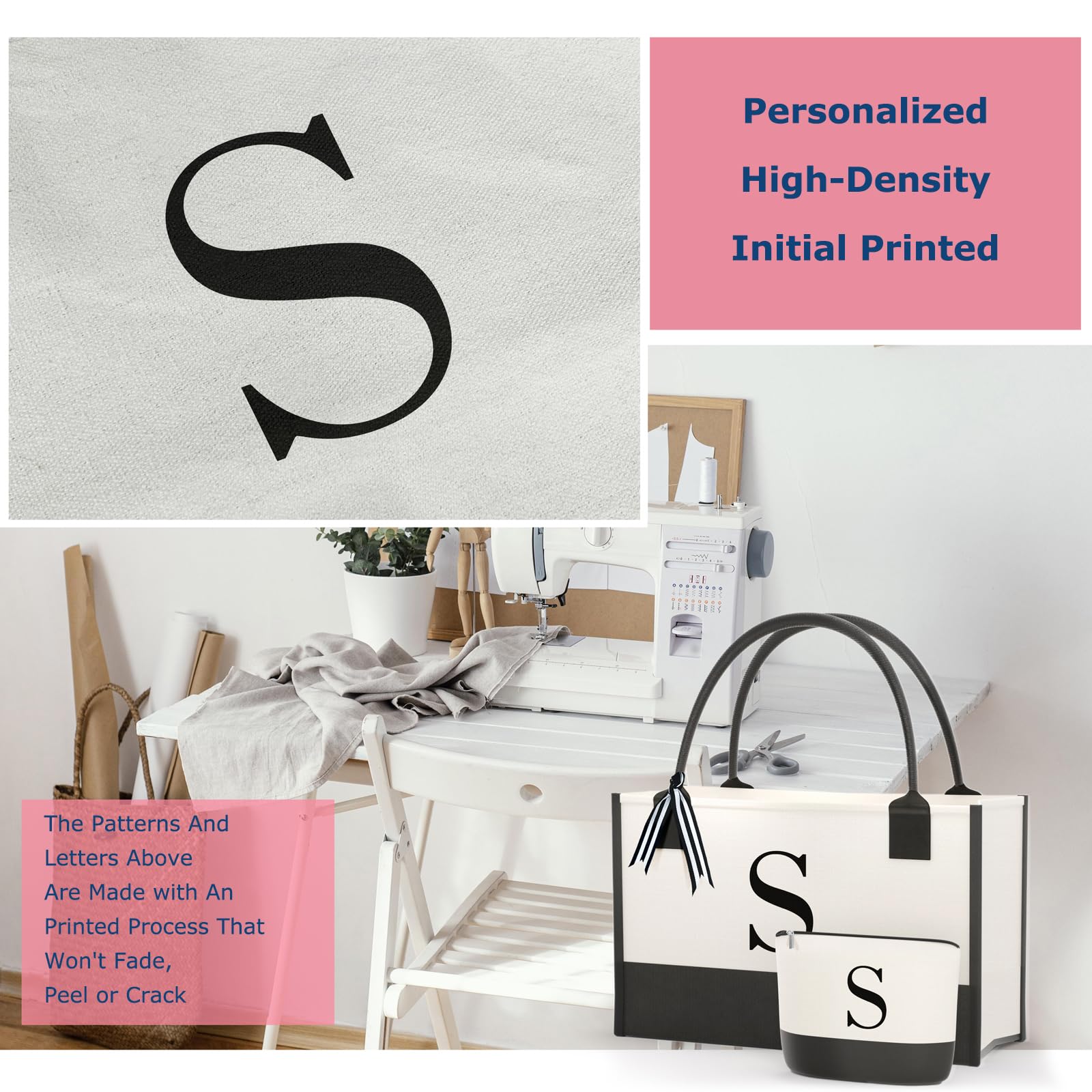 OATALY tote canvas mostrando dimensiones amplias para laptop y compras