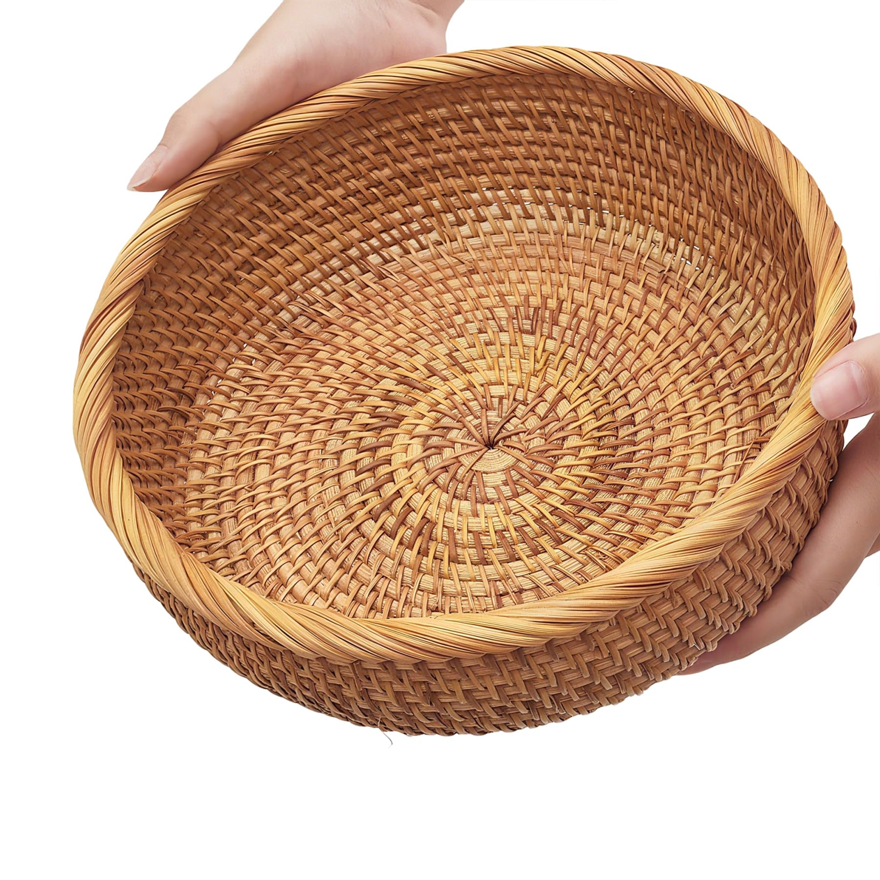 Cesta de pan Oavostd en ratán grande, vista frontal, para pan fresco.
