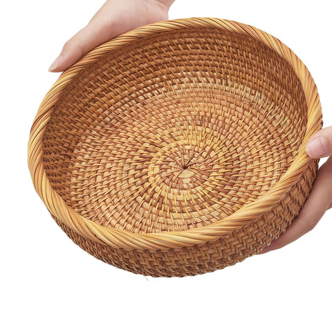 Cesta de pan Oavostd en ratán grande, vista frontal, para pan fresco.