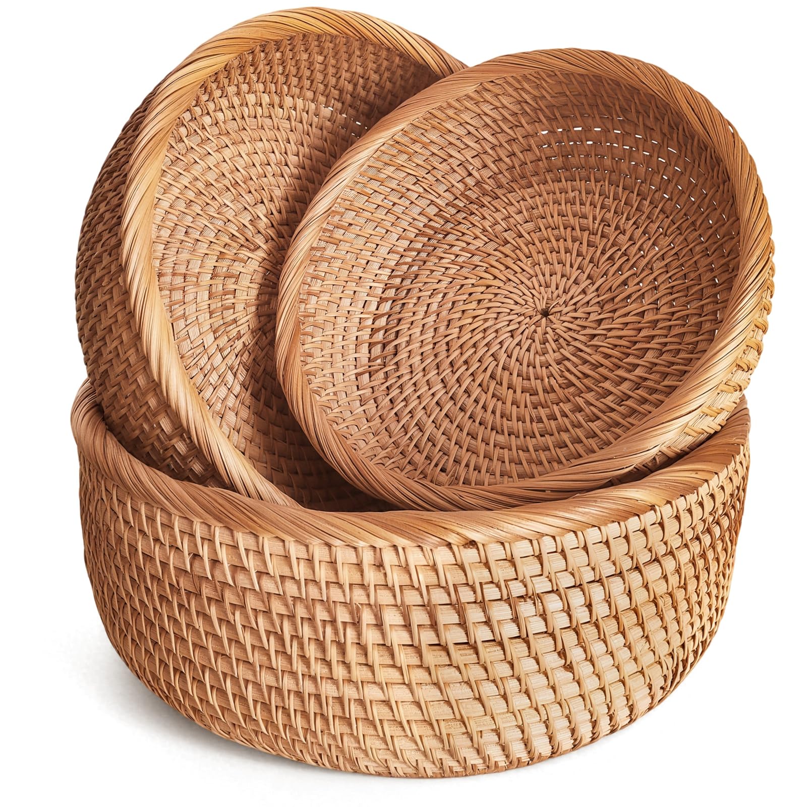 Cesta redonda de ratán de Oavostd para pan, ideal para servir en la mesa