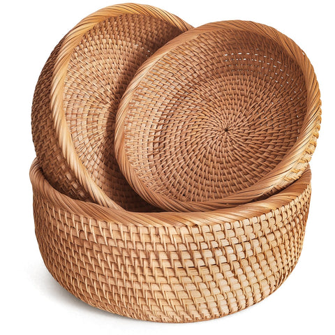 Cesta redonda de ratán de Oavostd para pan, ideal para servir en la mesa