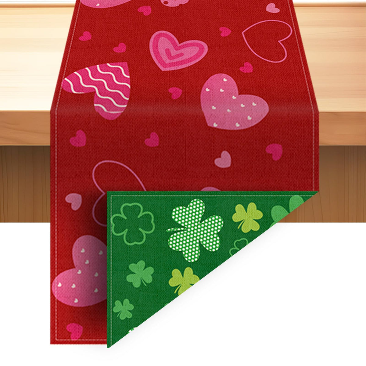 Runner de mesa OAXNTGW con corazon San Valentín, ideal para cenas románticas