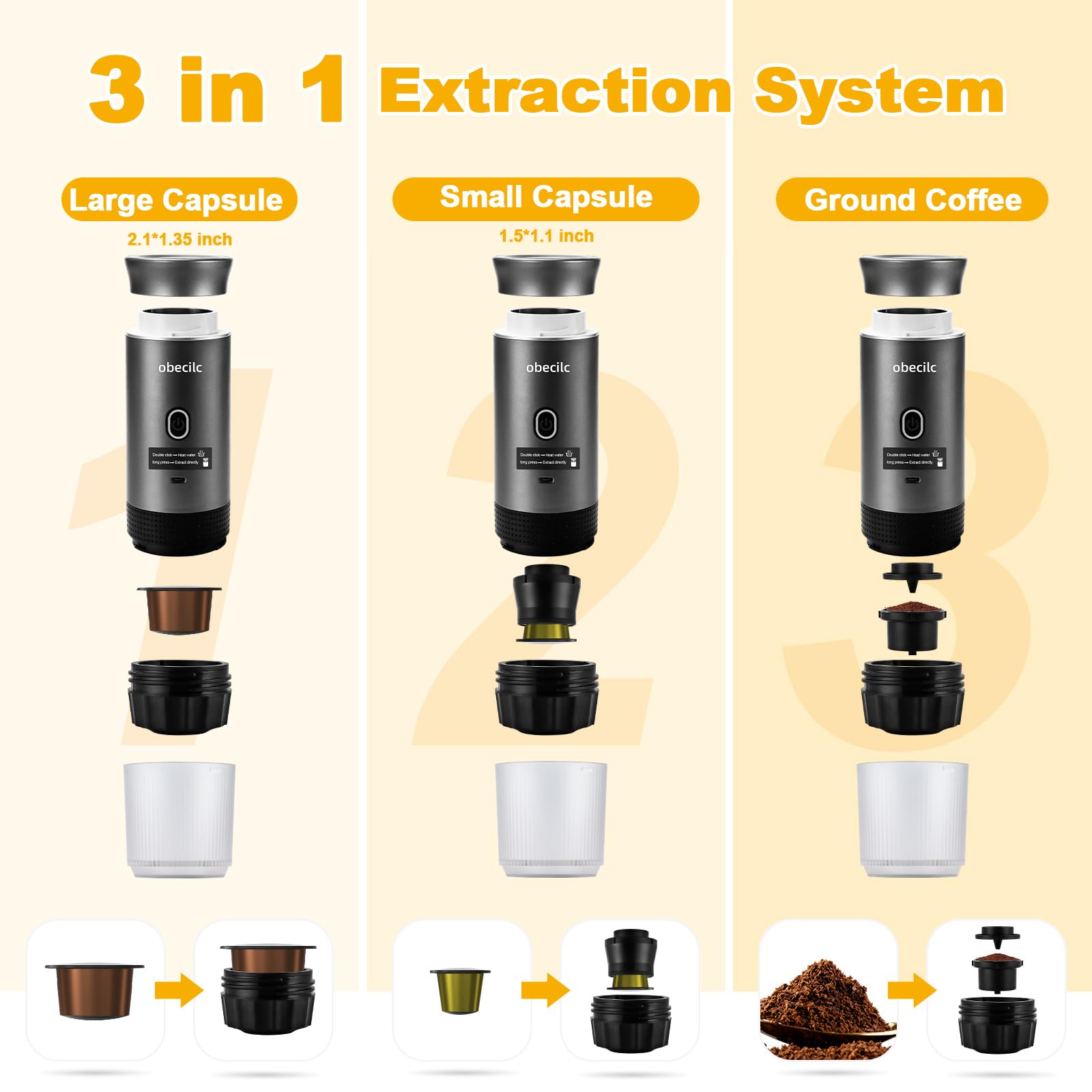 obecilc Cafetera portátil diseño compacto ideal para viaje y oficina.