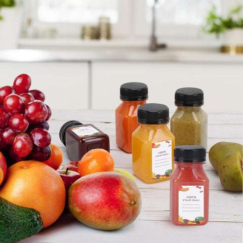 OBKJJ botella de jugo transparente, muestra colores vibrantes para bebidas caseras.