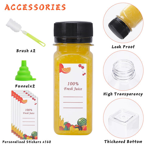 Botellas OBKJJ transparentes de 2 oz para jugos para llevar.