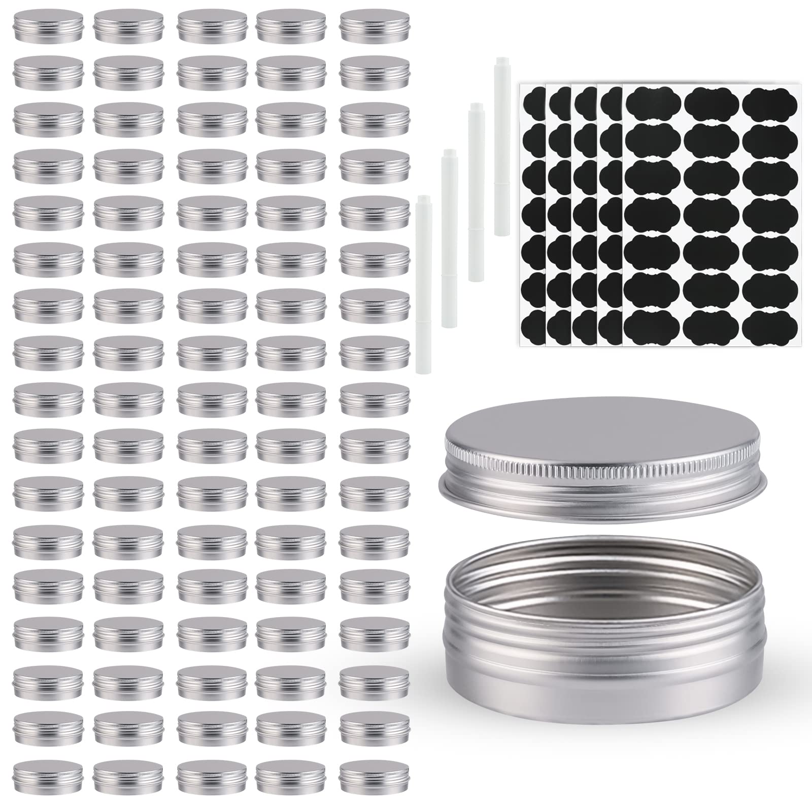 OBKJJ latas redondas de aluminio 1 oz con tapa rosca, ideales para velas y bálsamos.