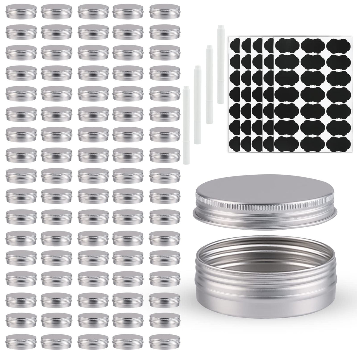 OBKJJ latas redondas de aluminio 1 oz con tapa rosca, ideales para velas y bálsamos.