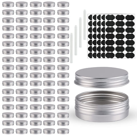 OBKJJ latas redondas de aluminio 1 oz con tapa rosca, ideales para velas y bálsamos.