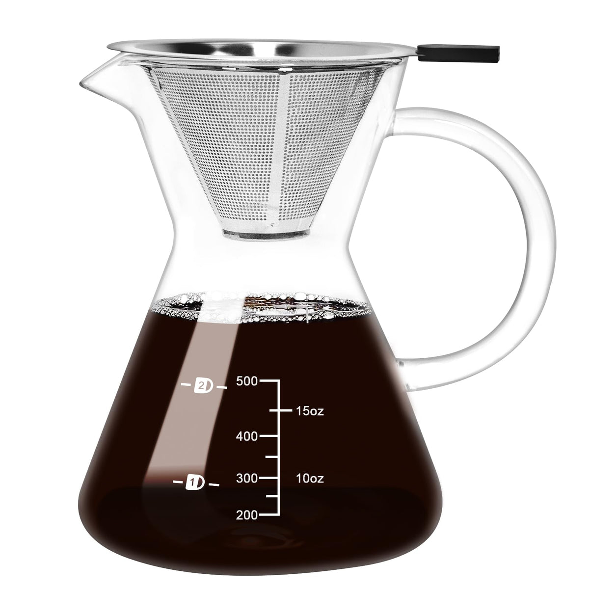 Obsoorth cafetera goteo de vidrio con doble filtro para extracción suave.