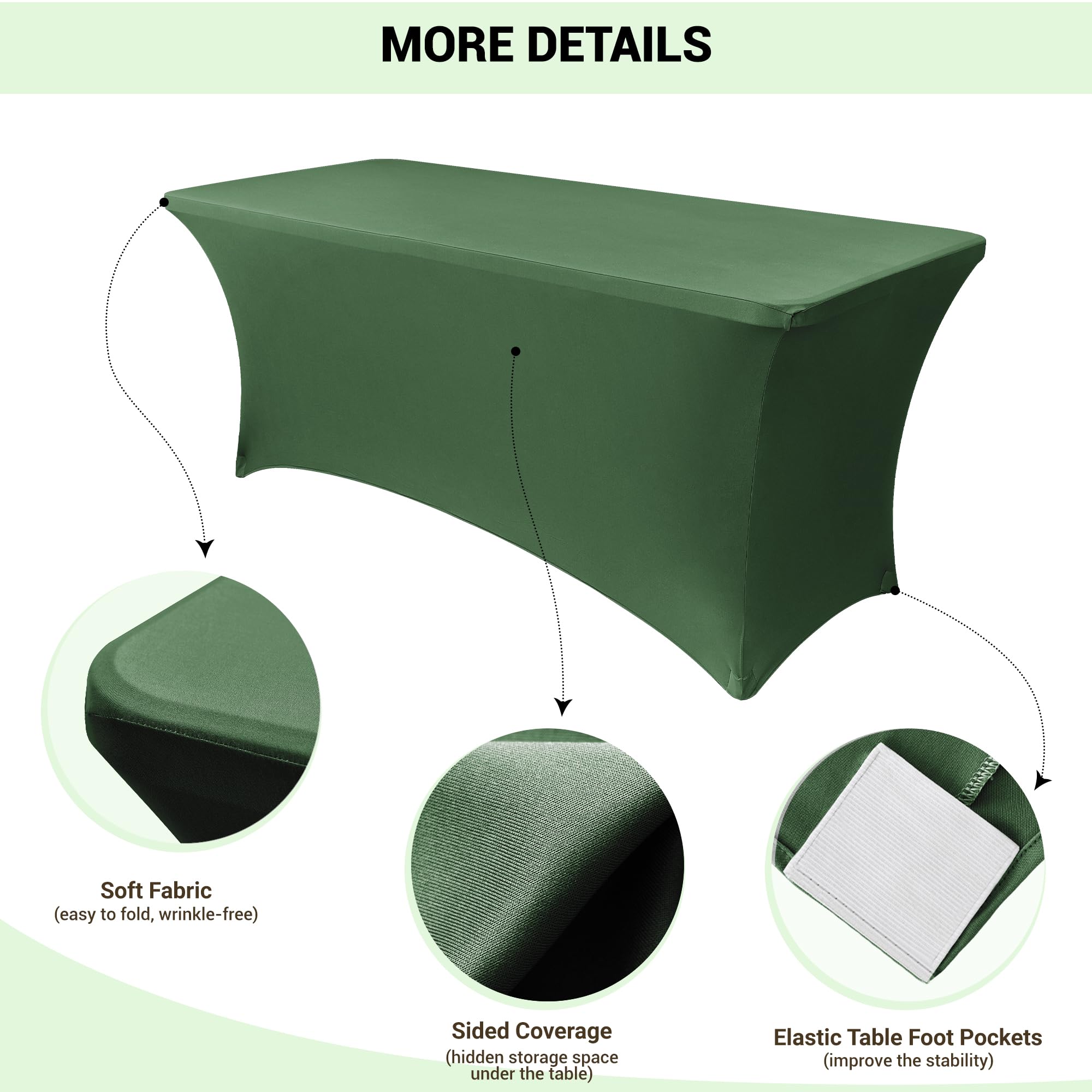 Obstal funda de mesa extensible 6 pies, bolsillos para patas: cubre patas y evita pliegues.