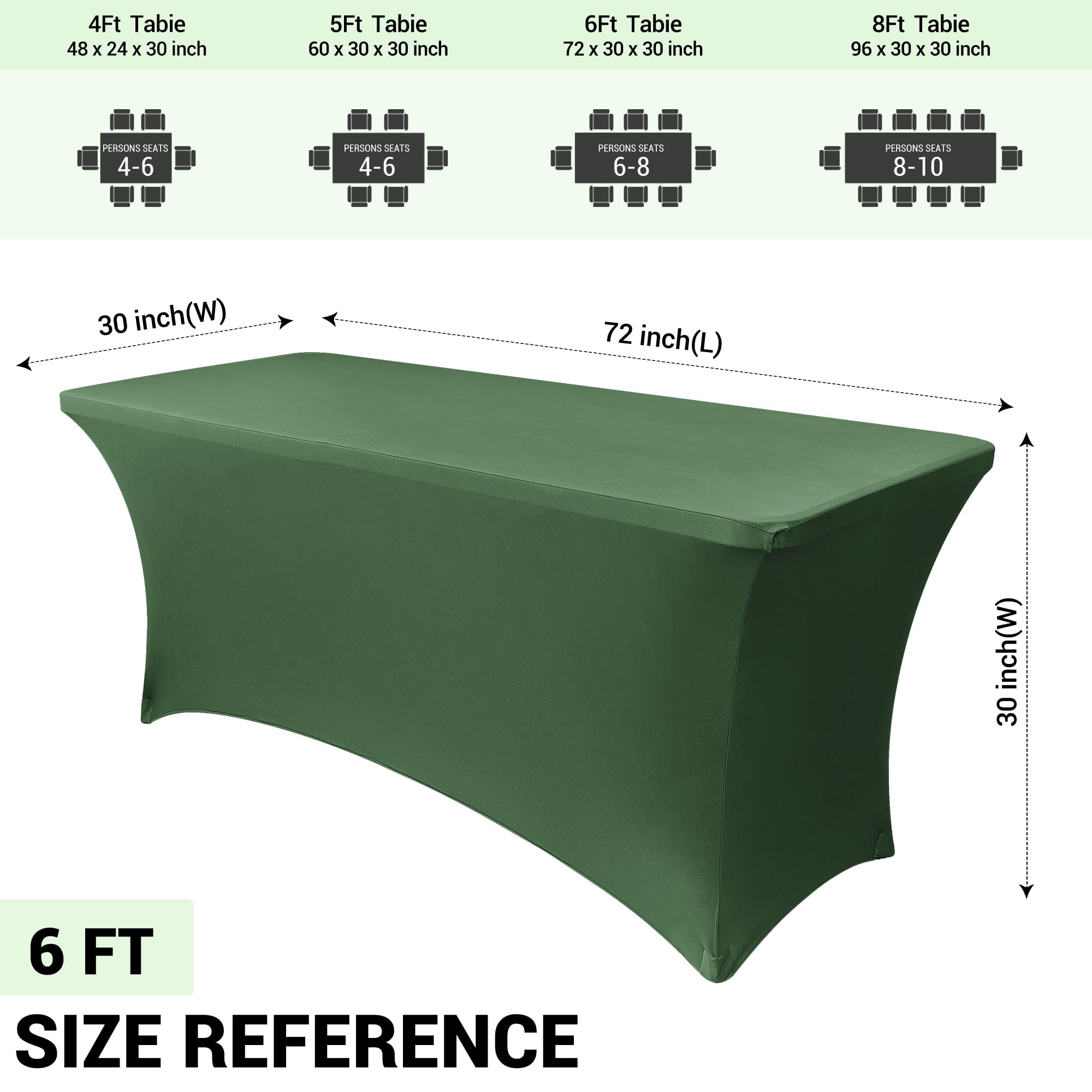 Obstal funda de mesa extensible 6 pies, alta resistencia a manchas para uso en eventos.