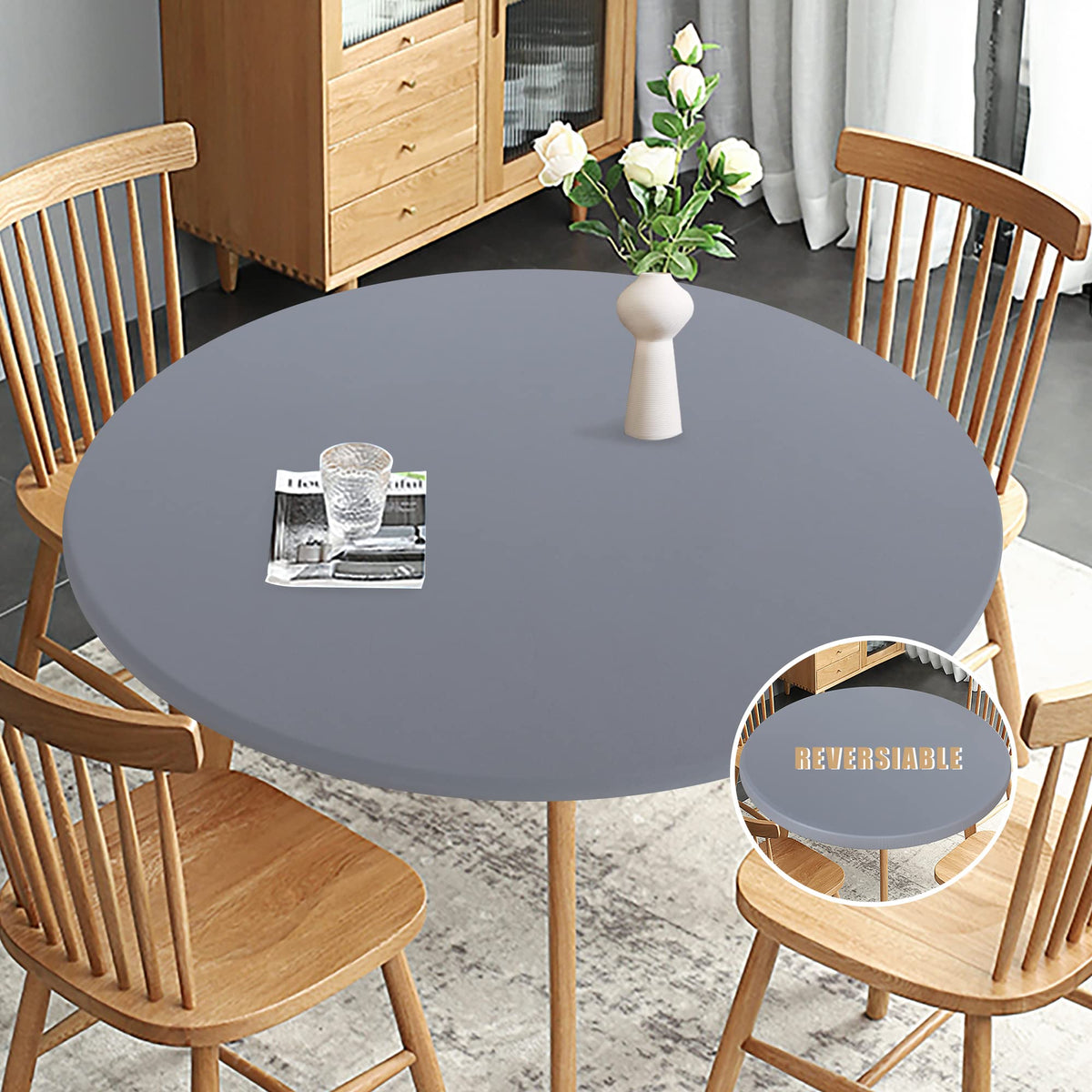Obstal mantel redondo extensible e impermeable protege superficies y es fácil de colocar.