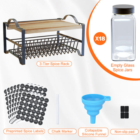 Obswell Kole 18 jarras de vidrio para medir y verter especias con facilidad.