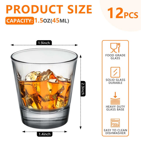 OBTANIM vaso chupito de cristal claro de 1,5 oz para degustación precisa