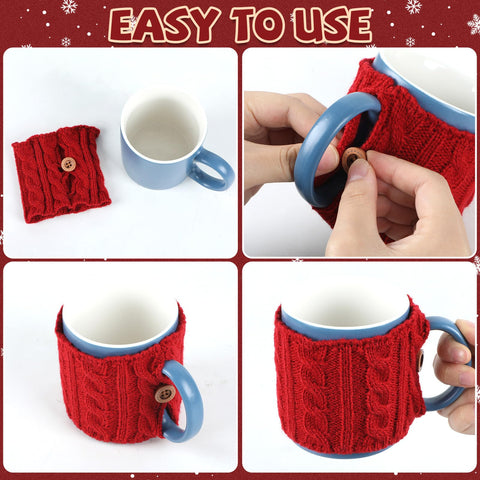 OBUSATT funda-taza tejida azul marino conserva la temperatura y evita quemaduras.