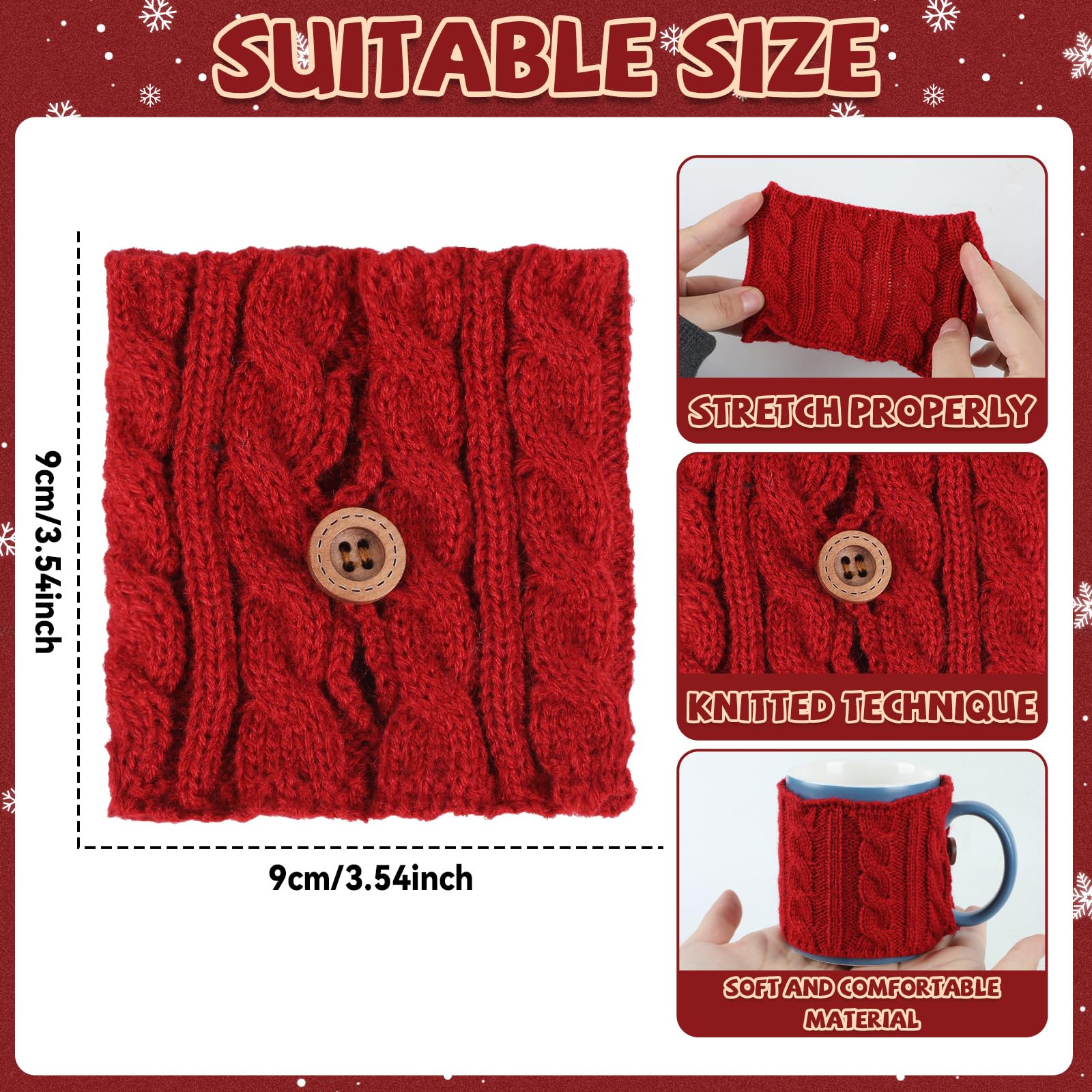 OBUSATT funda-taza tejida roja añade estilo y facilita agarre estable.