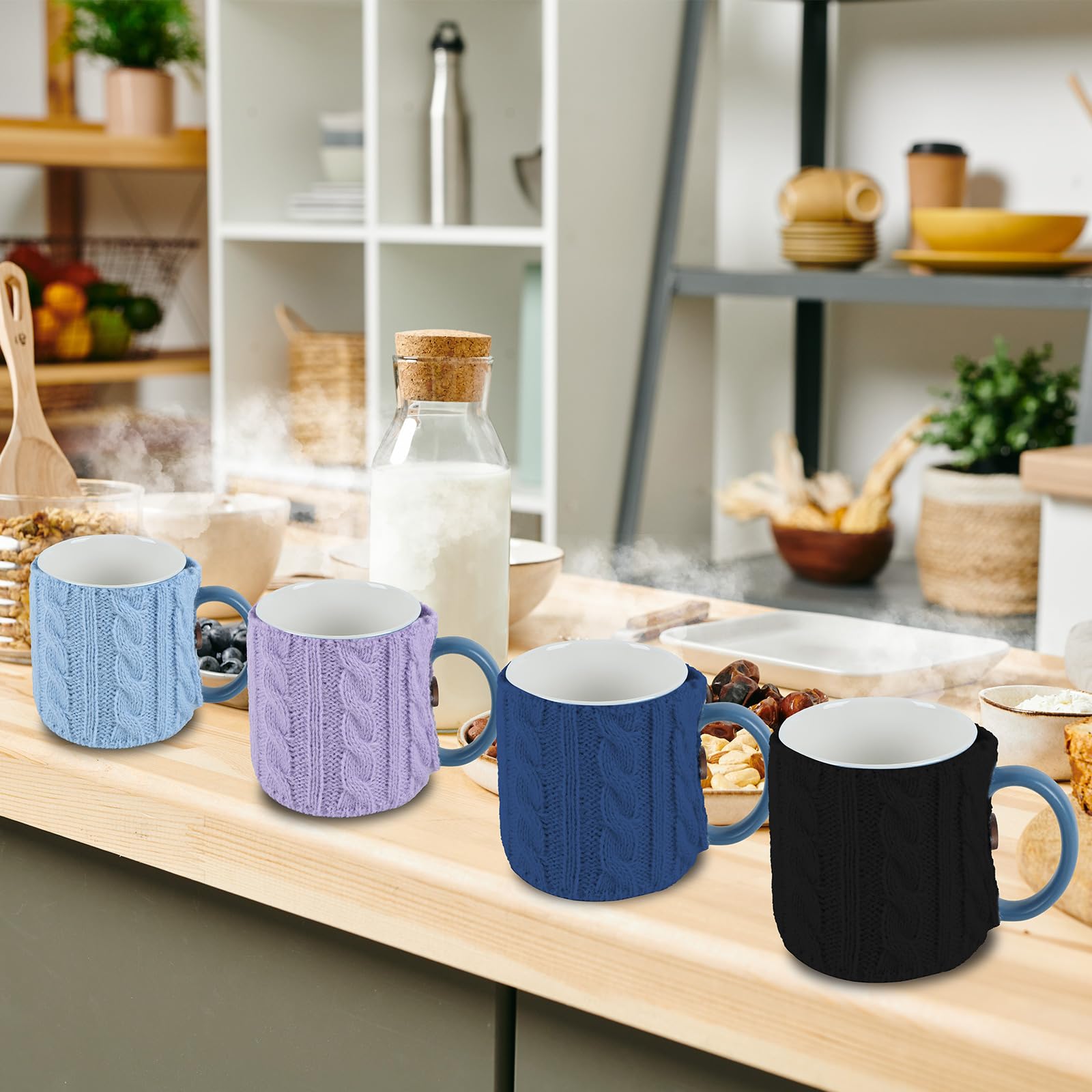 OBUSATT funda-taza tejida rosa suaviza la experiencia y previene accidentes.