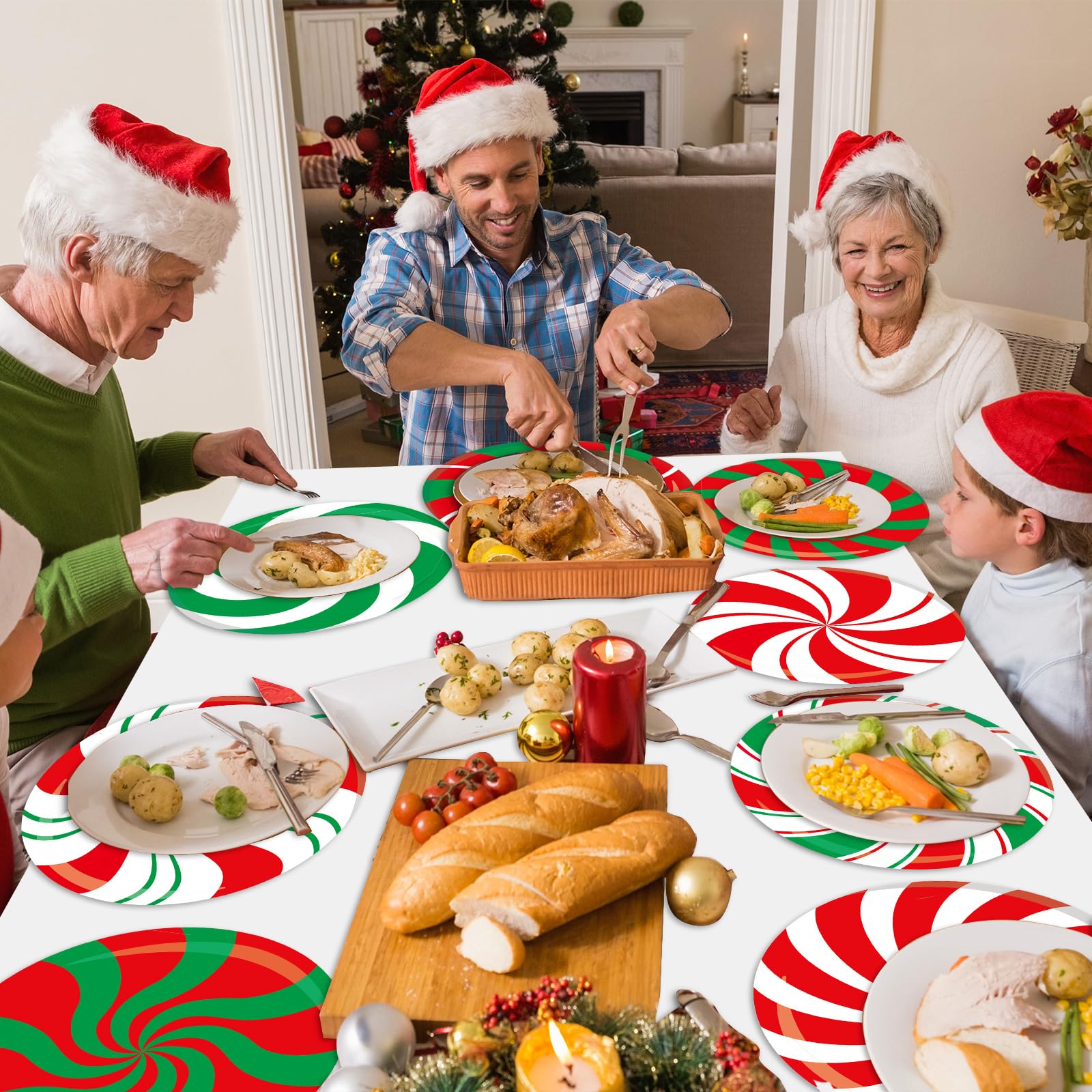 Uso en restaurantes y hoteles con mantel OBUSATT navideño.