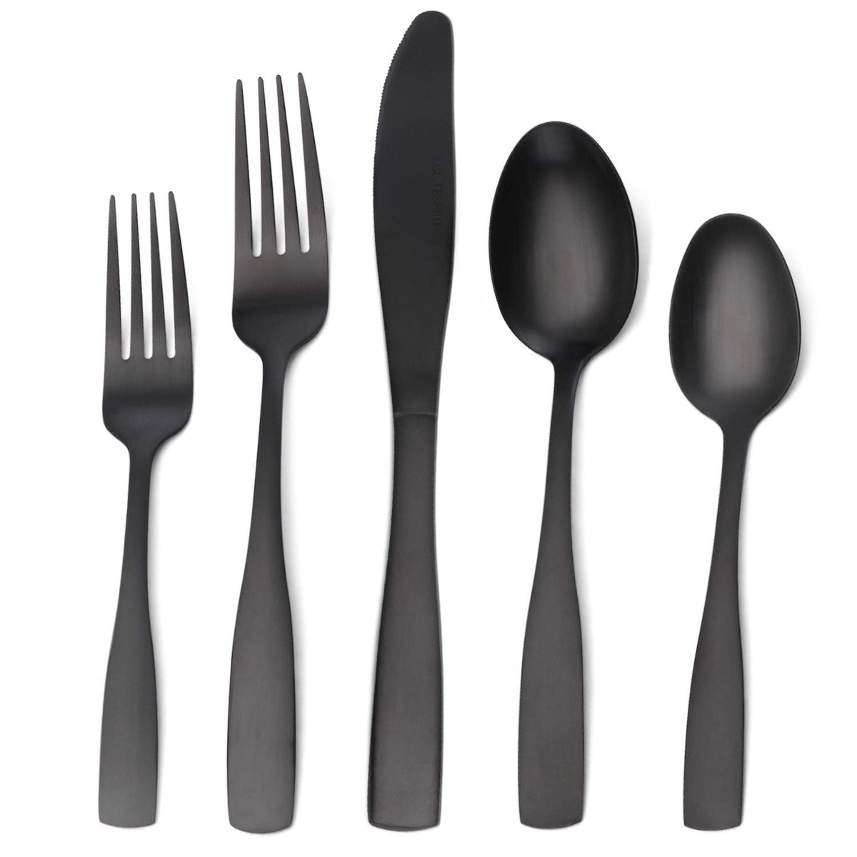 O.C.E. cubiertos mate negro satinado, 20 piezas para cenas diarias.