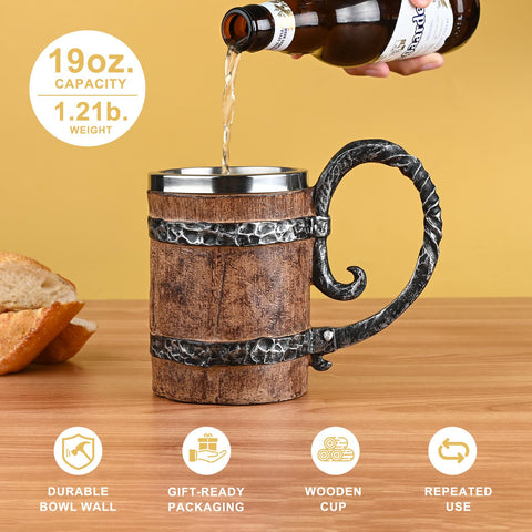 Ocean ice jarra vikingo de madera, diseño único para servir en fiestas