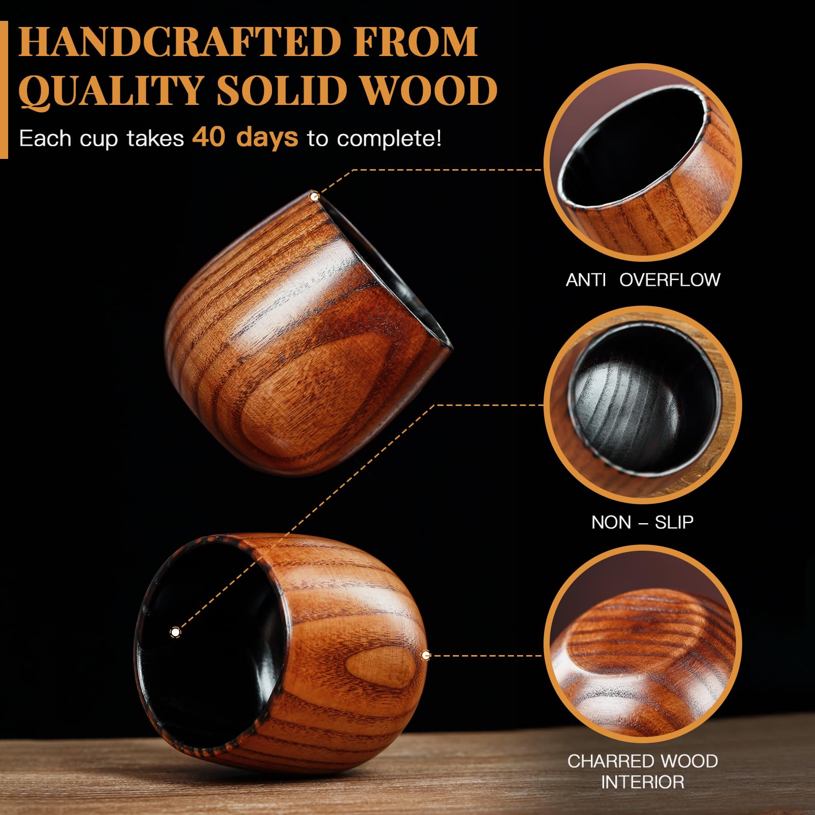 Diseño ergonómico de madera natural de Ocelamior ofrece agarre cómodo.