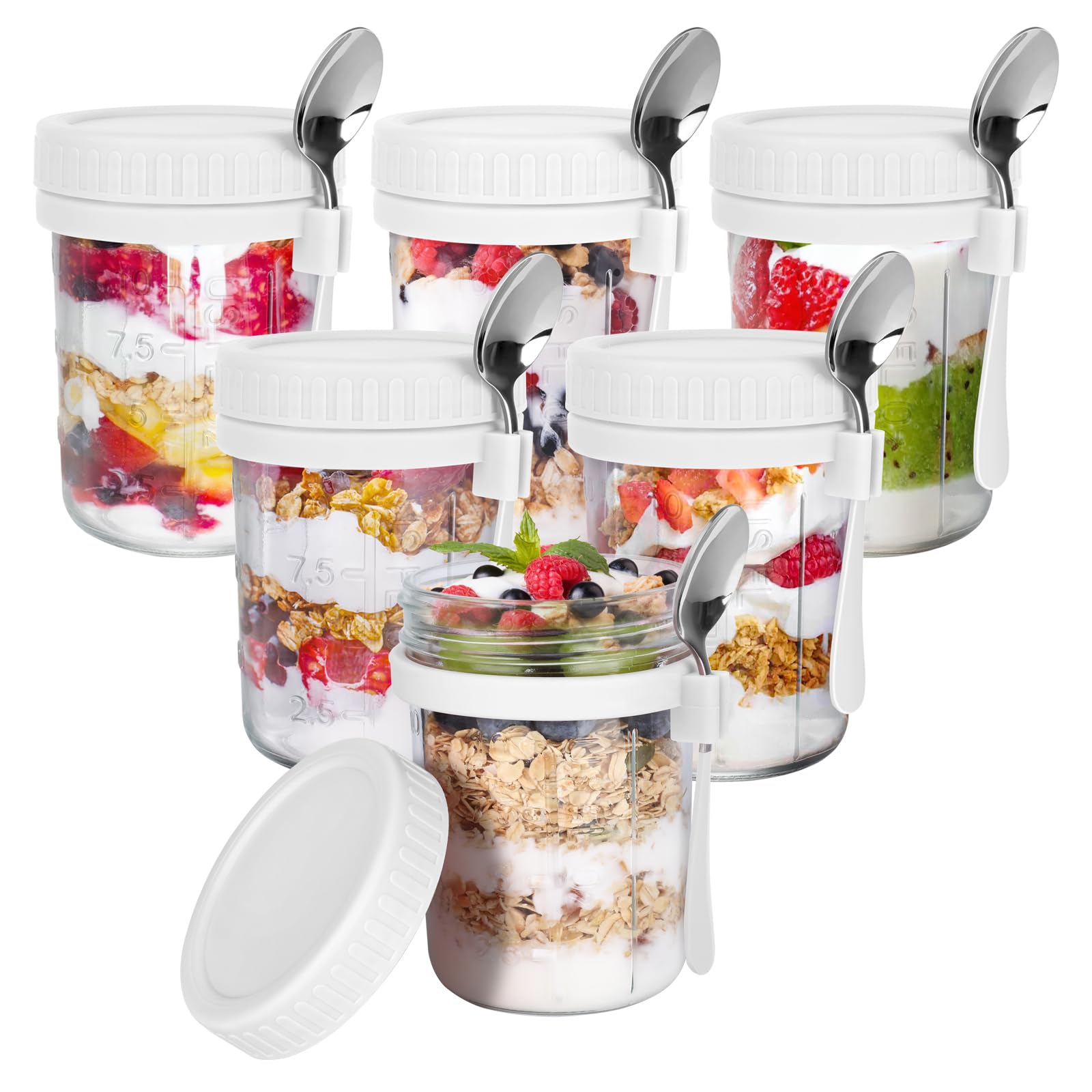 OcePor frascos de vidrio 473 ml para avena nocturna, tapa hermética para desayunos
