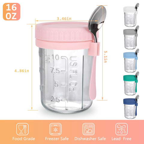 OcePor jarras coloridas para avena nocturna, desayuno práctico