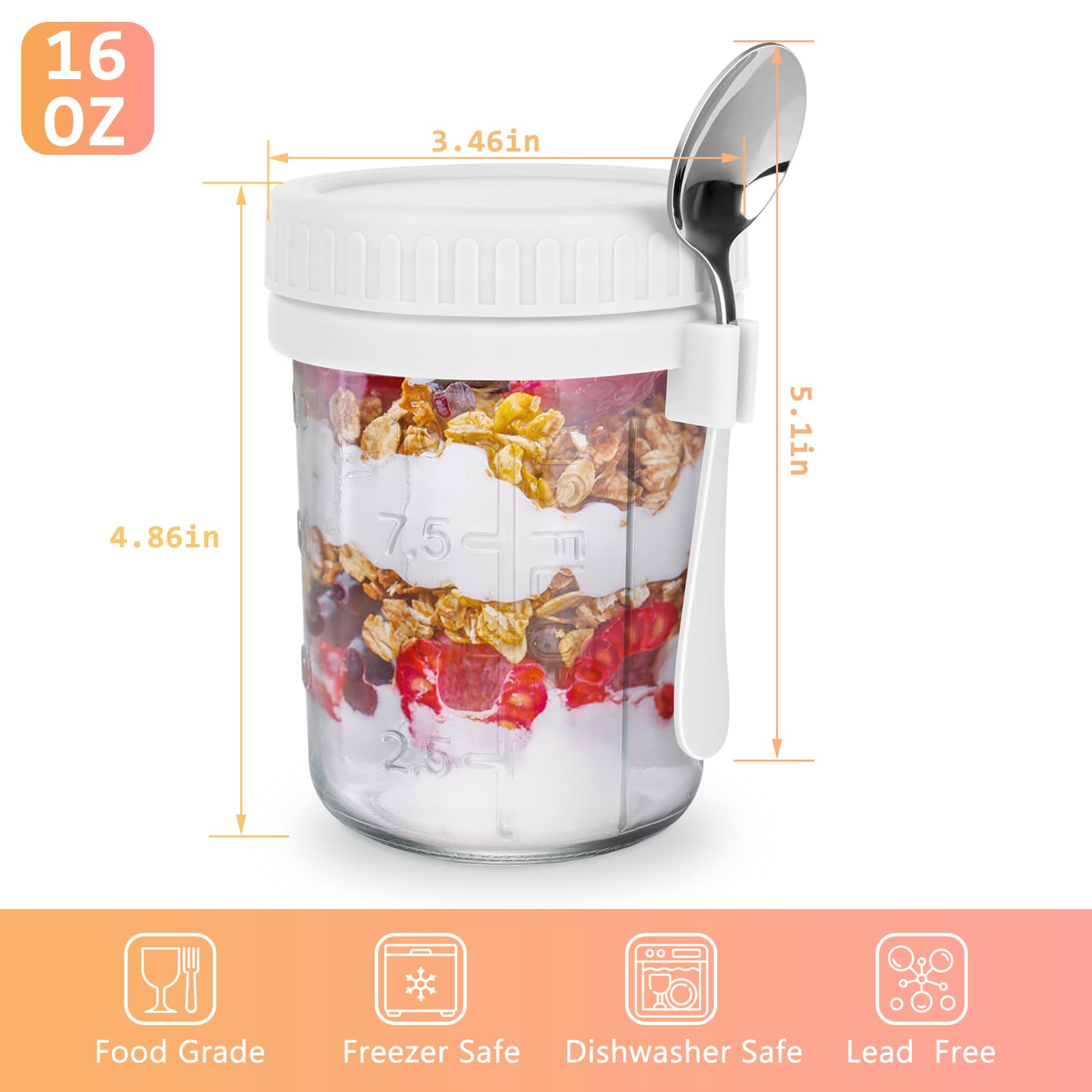 OcePor juego de tapas y cucharas de acero inoxidable para almacenamiento seguro