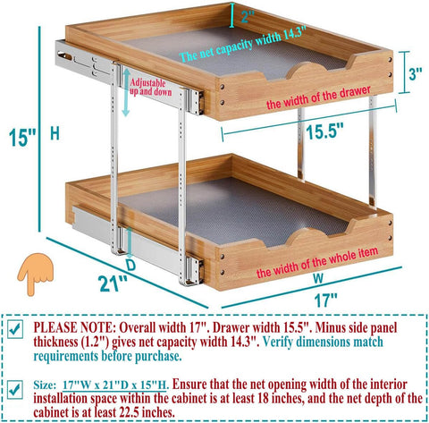 OCG cajón deslizante de madera para cocina, acceso superior e inferior.