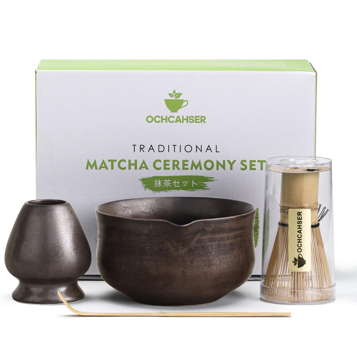 Ochcahser Set de Matcha: cuenco cerámico con vertiente para verter con control.