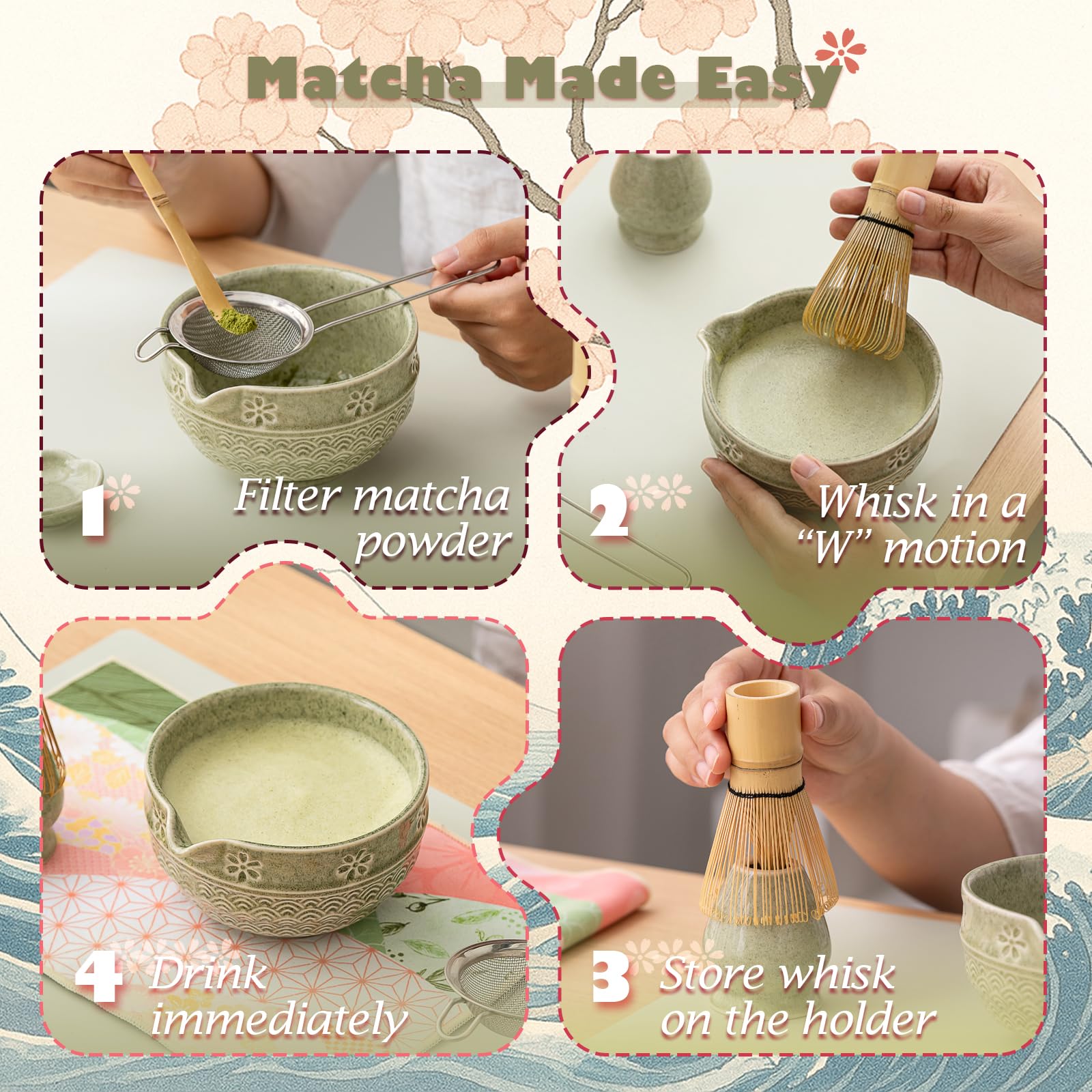 Ochcahser tamiz de acero inoxidable para tamizar polvo de matcha