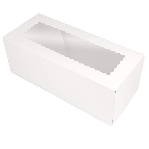 O'Creme caja rectangular blanca con ventana ondulada para exhibir pasteles sin abrir