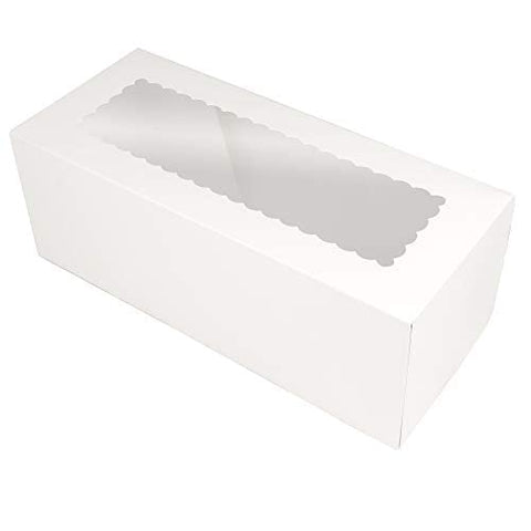 O'Creme caja rectangular blanca con ventana ondulada para exhibir pasteles sin abrir