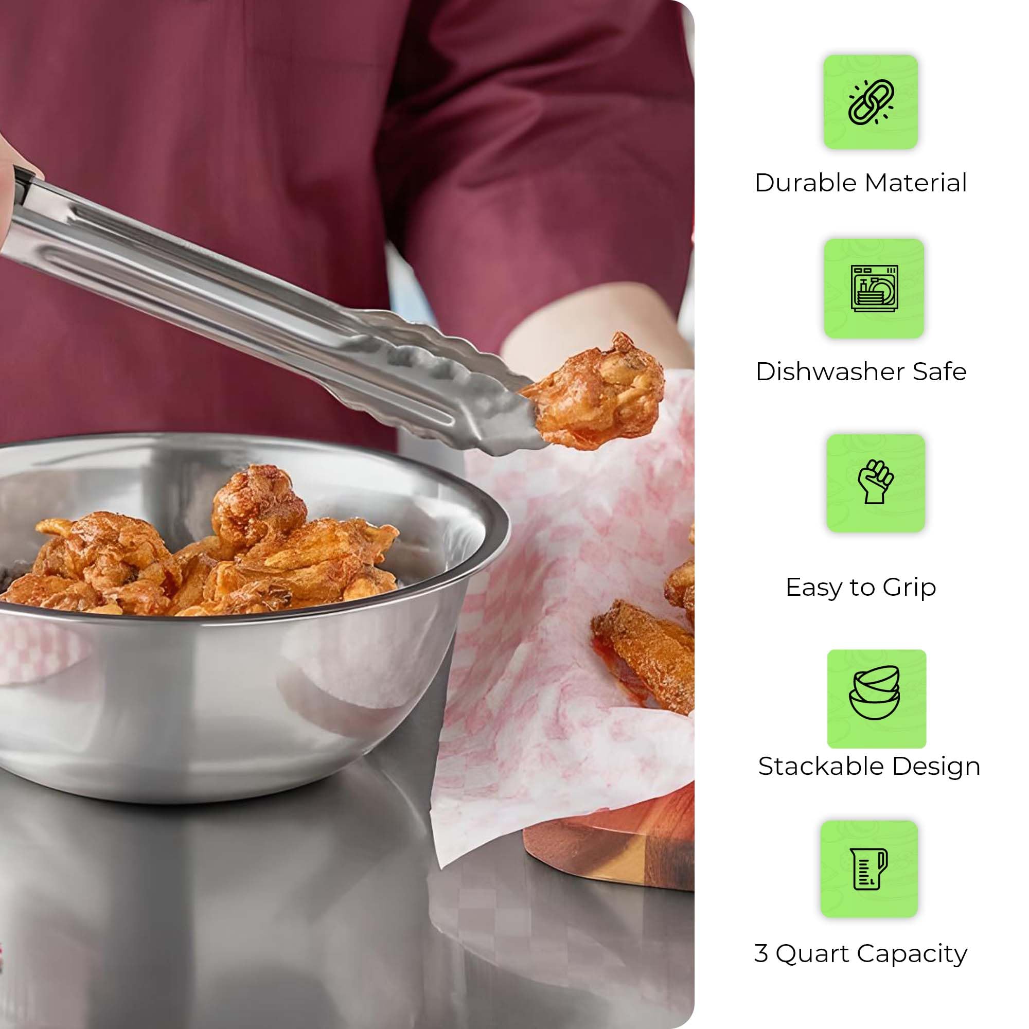 OCS Parts cuencos de mezcla con borde amplio para un agarre cómodo