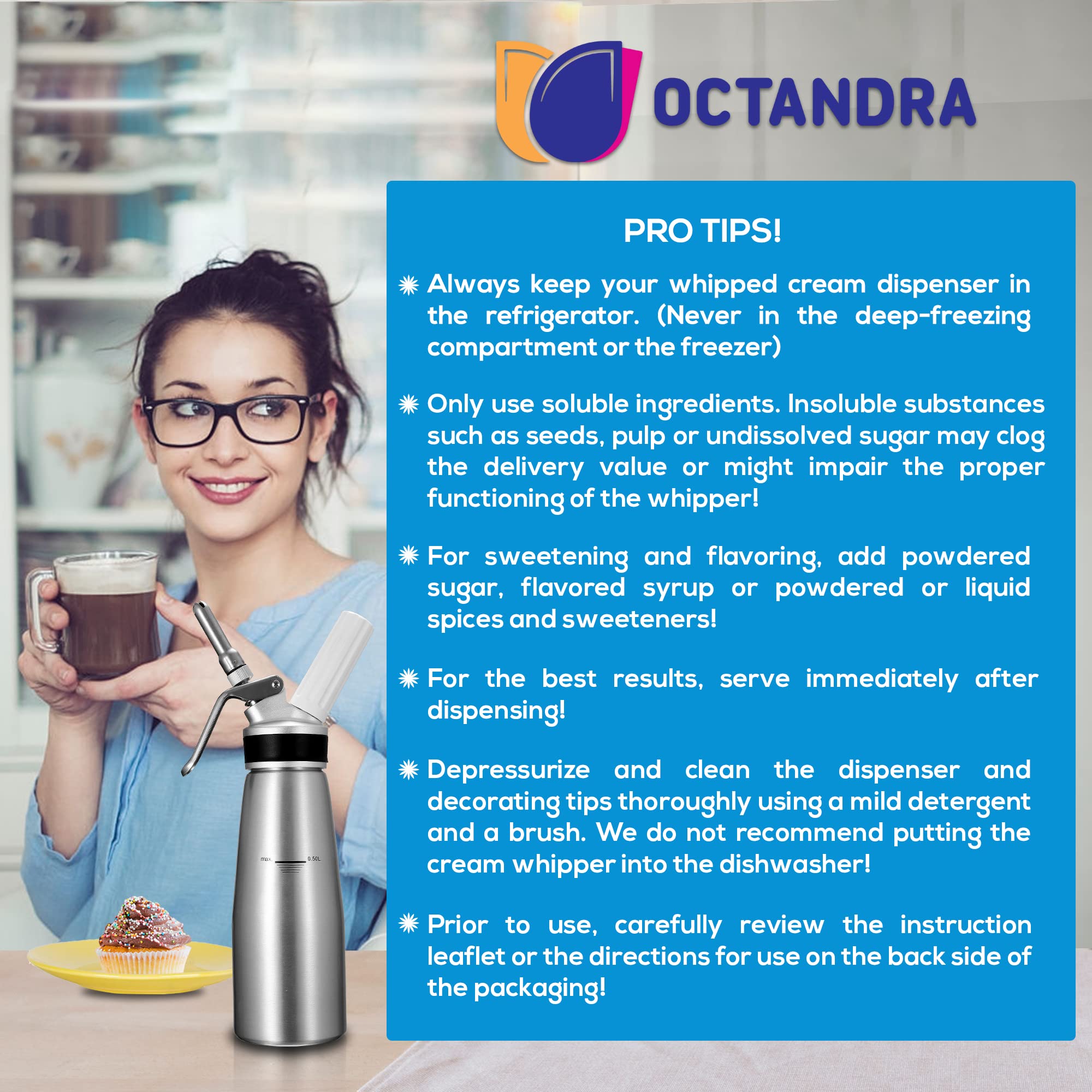 OCTANDRA crema batida lista para servir en una taza.