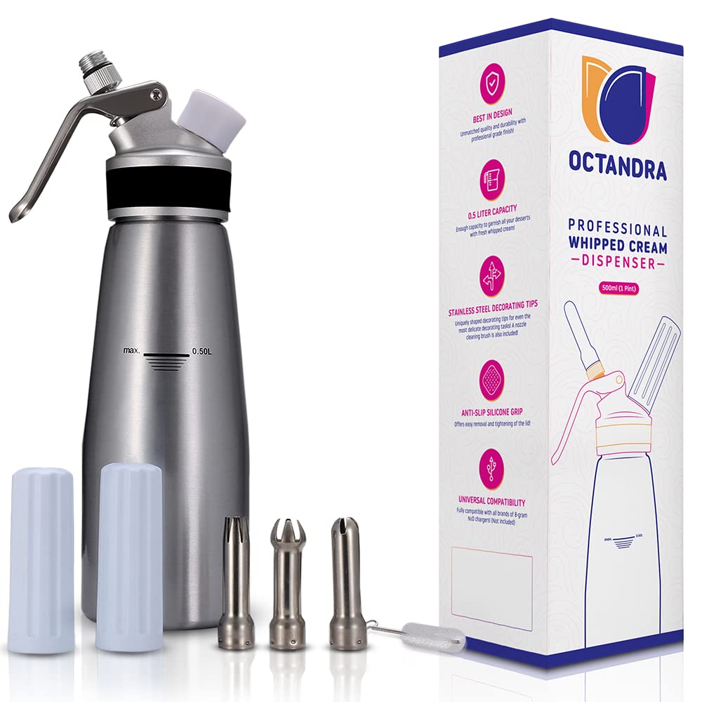 OCTANDRA dispensador crema batida de aluminio 1 pinta para uso profesional.