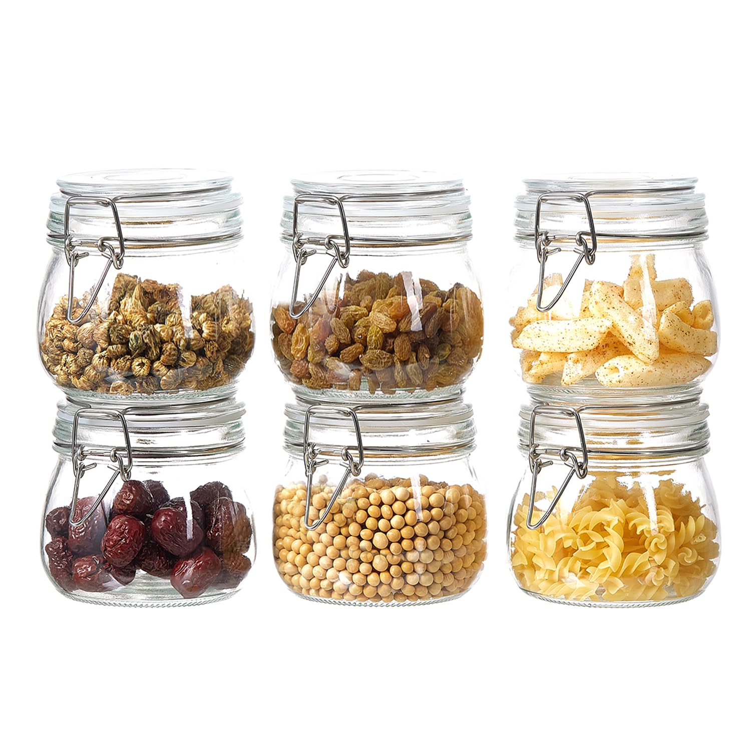 ODBCYWM jarras-almacenamiento-500ml en vidrio claro para ver ingredientes fácilmente.
