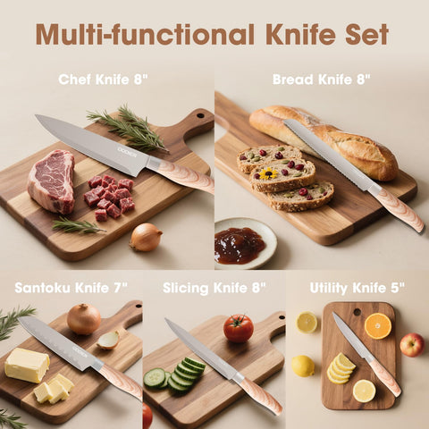 ODDIER cuchillo santoku 7 pulgadas, versátil para verduras y carnes