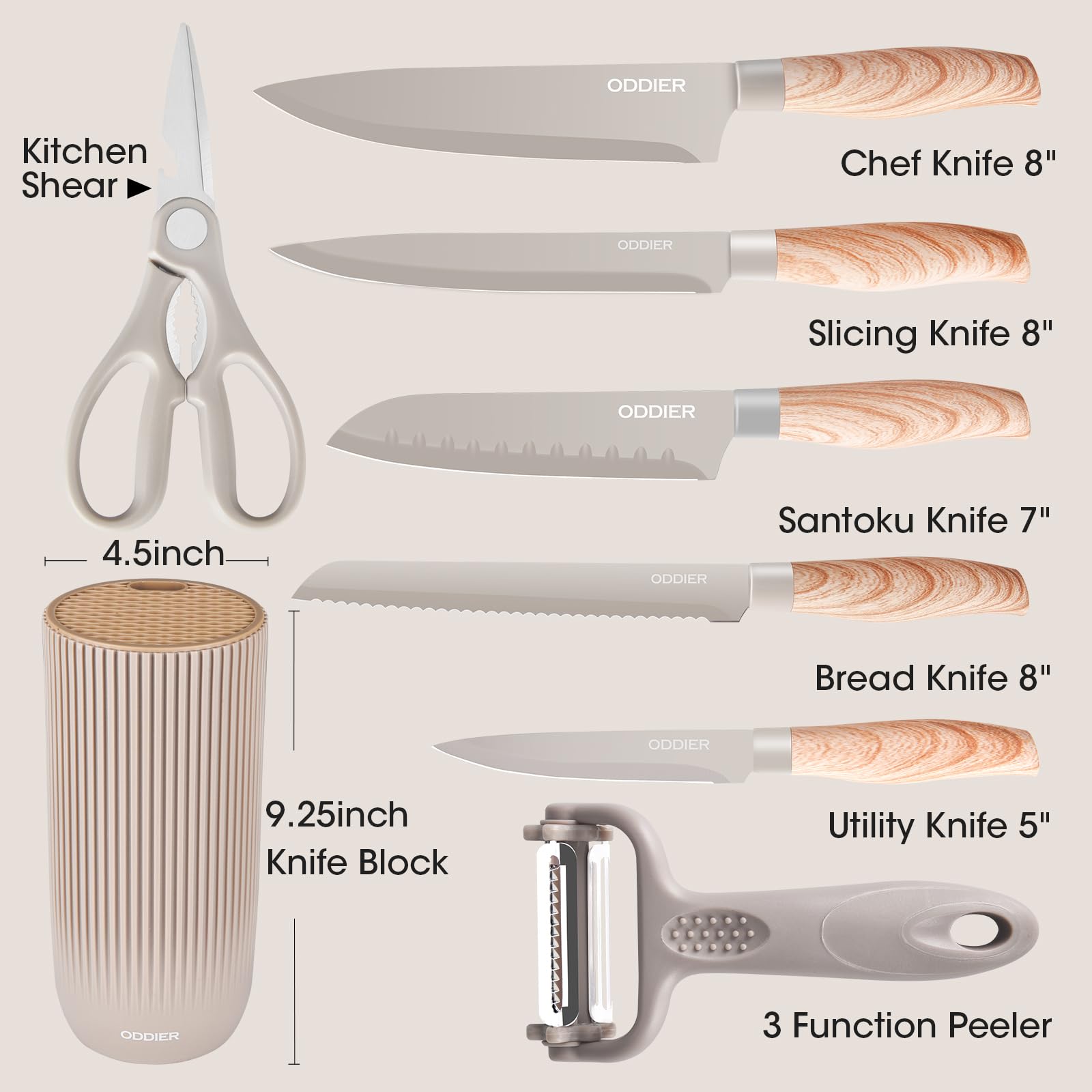 ODDIER cuchillo utilidad 5 pulgadas, multifuncional para tareas diarias