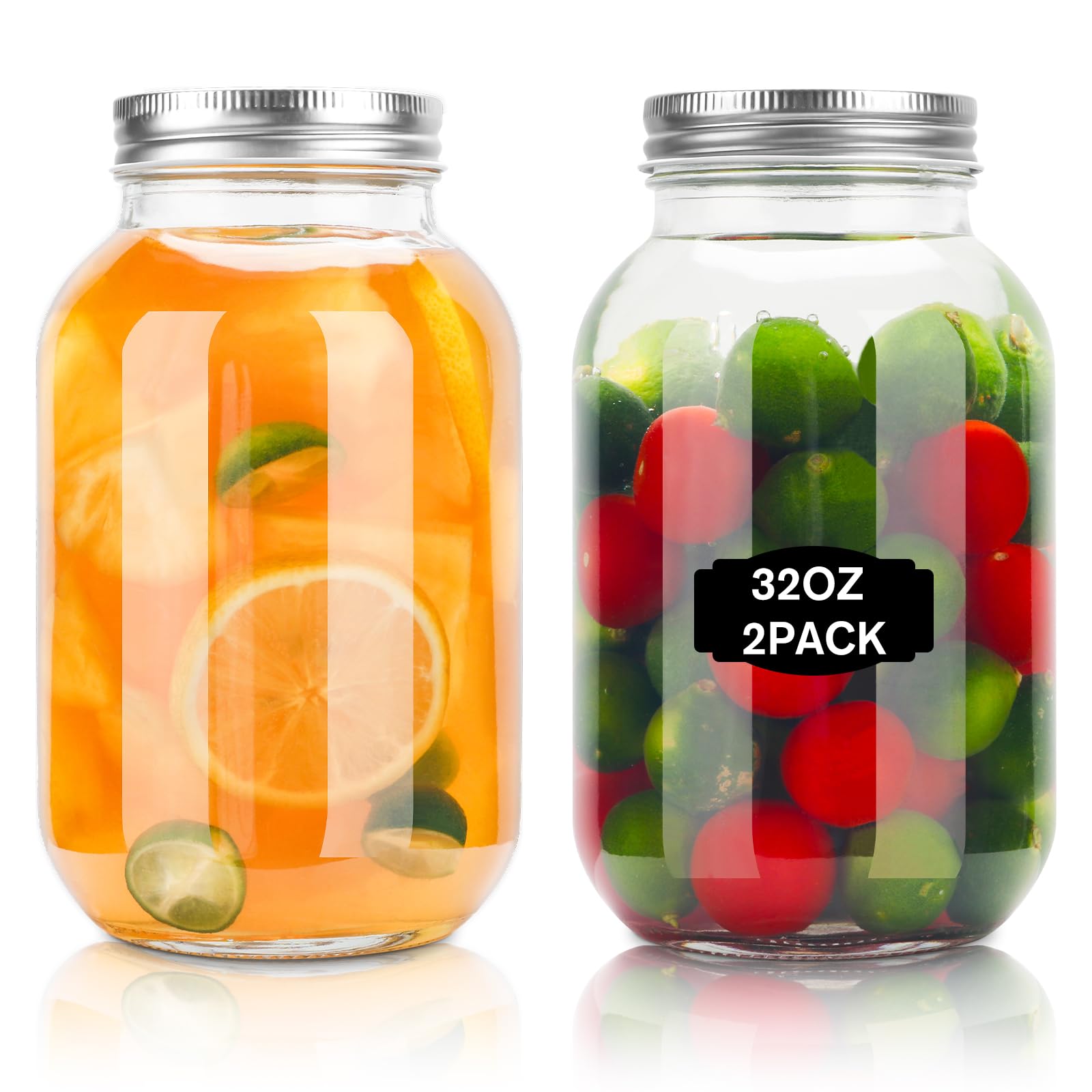 ODDMUCK frascos Mason de 32 oz con tapa de cierre para conservar alimentos.