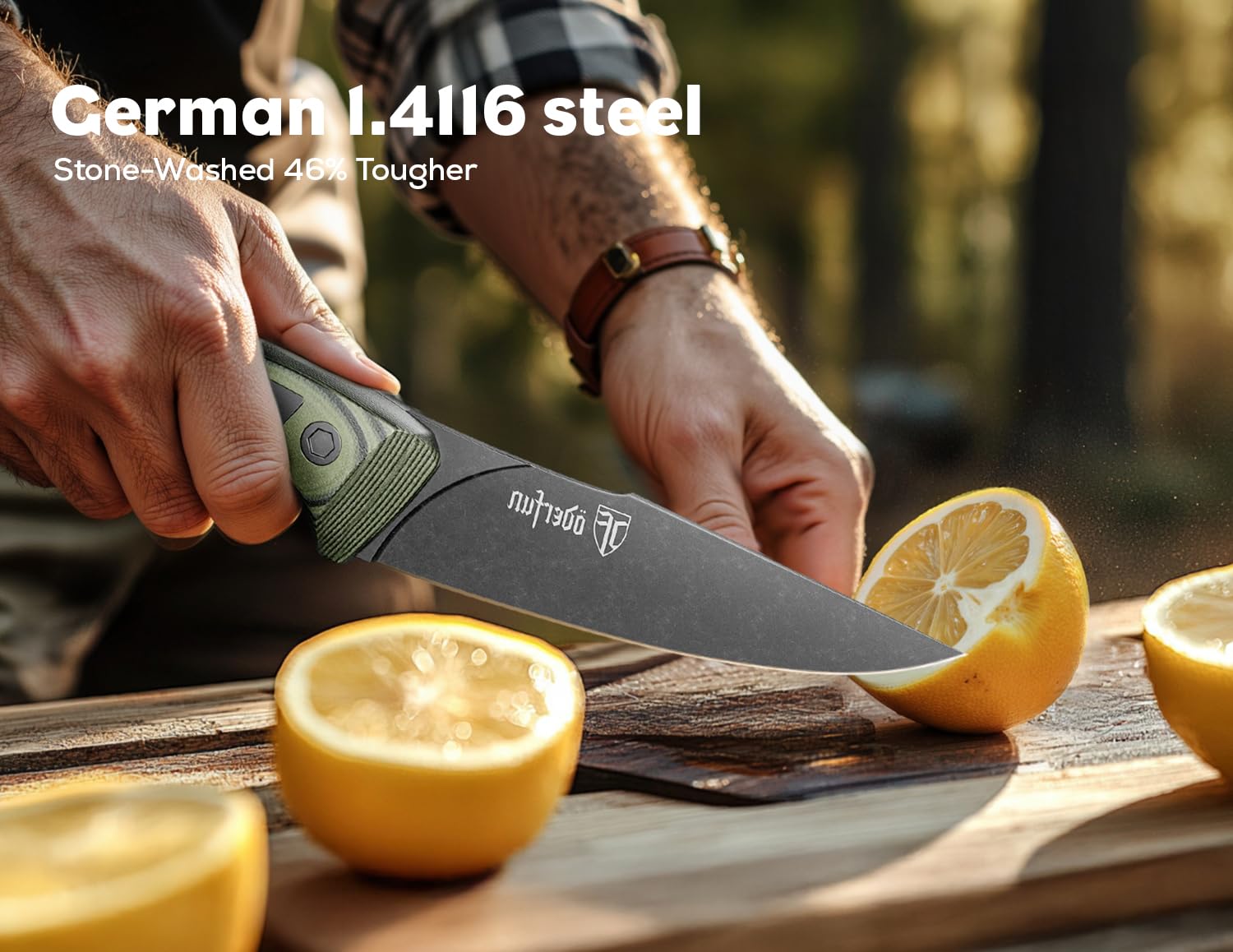 Cuchillo ODERFUN para corte-tomates, lámina estable y precisión.