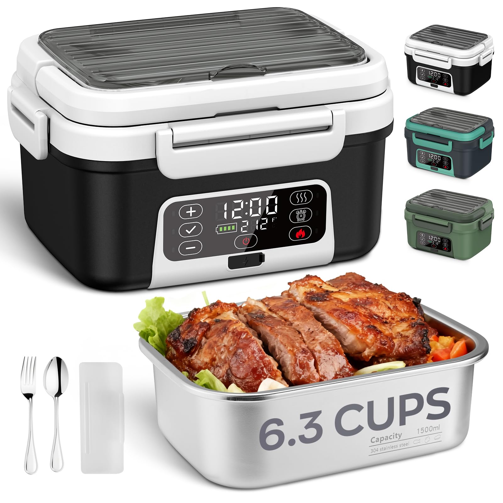 Odopok fiambrera eléctrica portátil con capacidad de 6,3 tazas para comidas.