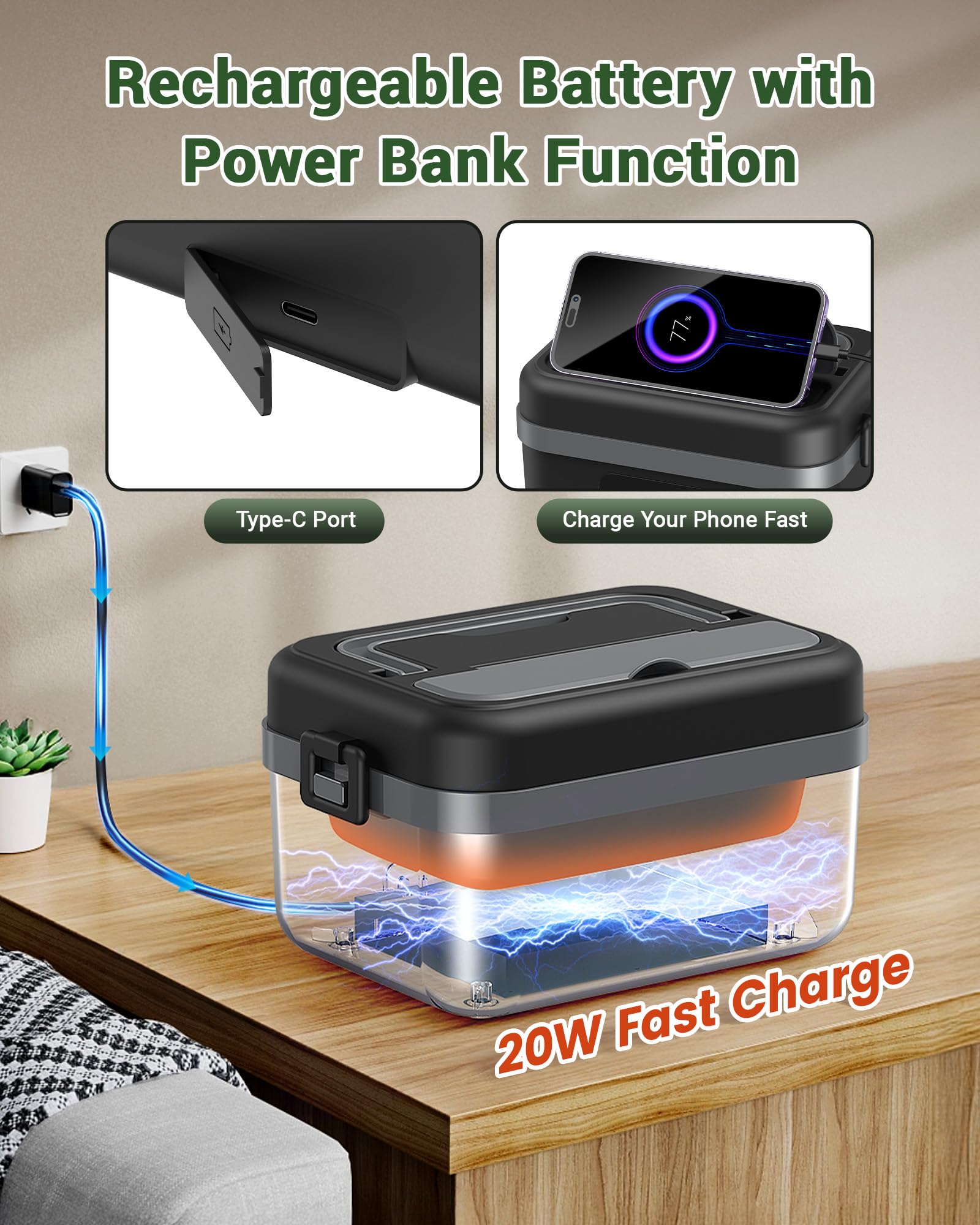 ODSD fiambrera eléctrica con calentamiento programable para tiempos flexibles.